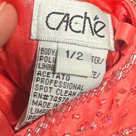 Cache Orange Puffy Beaded Prom Dress Size 1/2 - Picture 2 of 2